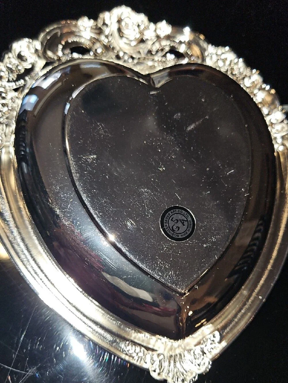 Ornate Heart-Shaped Silver Serving Dish
